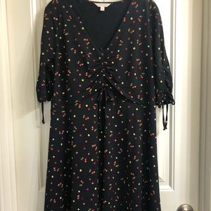 LC Lauren Conrad dress with ruched v-neck and ruched sleeve detail